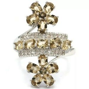 New unique smoky topaz silver filled ring